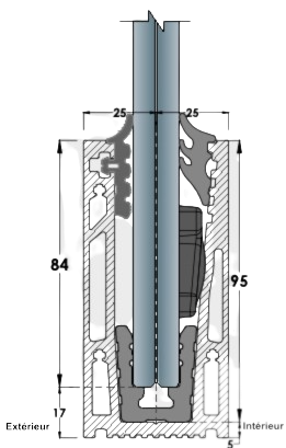 Vue détaillée du profilé avec le verre du garde-corps terrasse DELOS 3